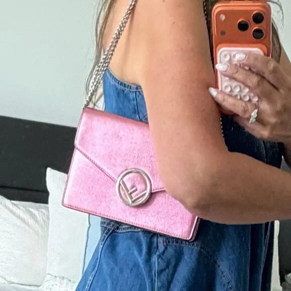 Fendi Vitello Catalon Metallic Pink Leather Bag with Silver Accent - Picture 17 of 17